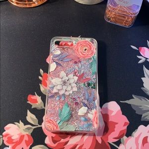 Water iPhone case with Succulents floral glitter